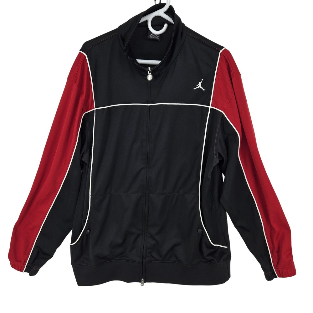Jordan Jacket Mens XL Black Red Full Zip Track Warm Up Air Jordan Jumpman Logo